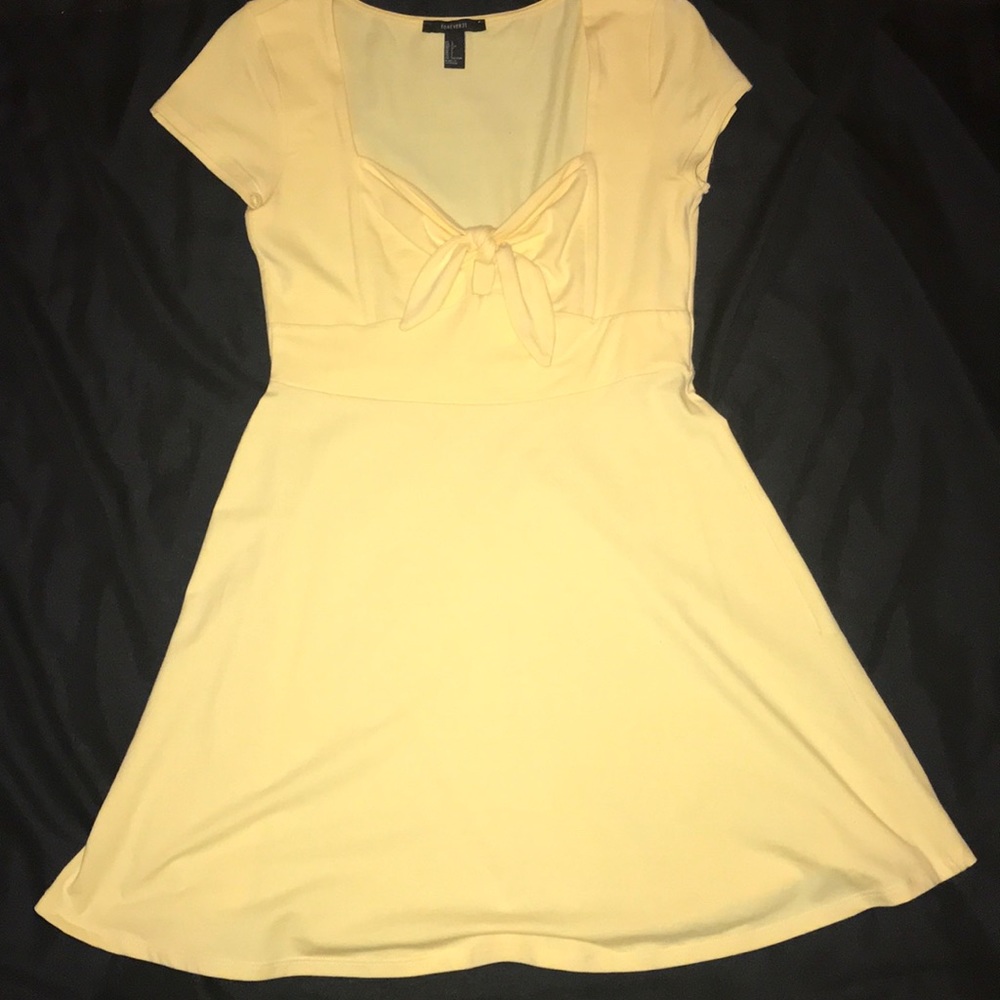 Yellow Front-Tie Skater Dress